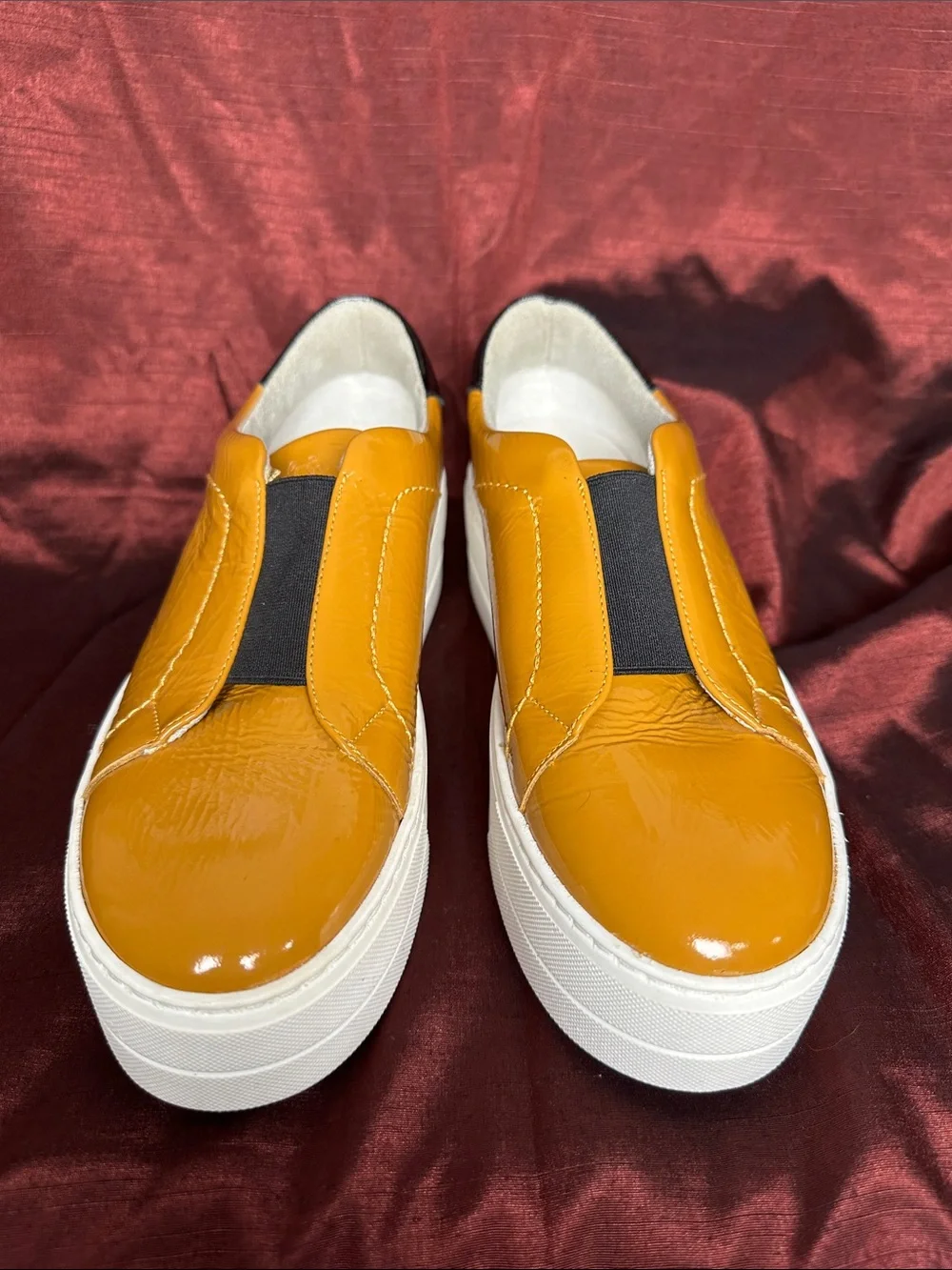 ✨🍋 Bos & Co Patent Yellow Slip-On Platform Sneakers Sz 38 EU ✨🍋